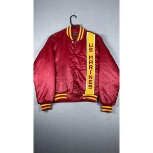 Vintage Swingster U.S. Marines Jacket Mens Large Red Satin‎ Bomber Varsity 90s